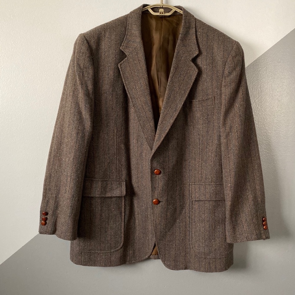 Jordache 50L VTG 80s Tweed Wool Sport Coat Blazer